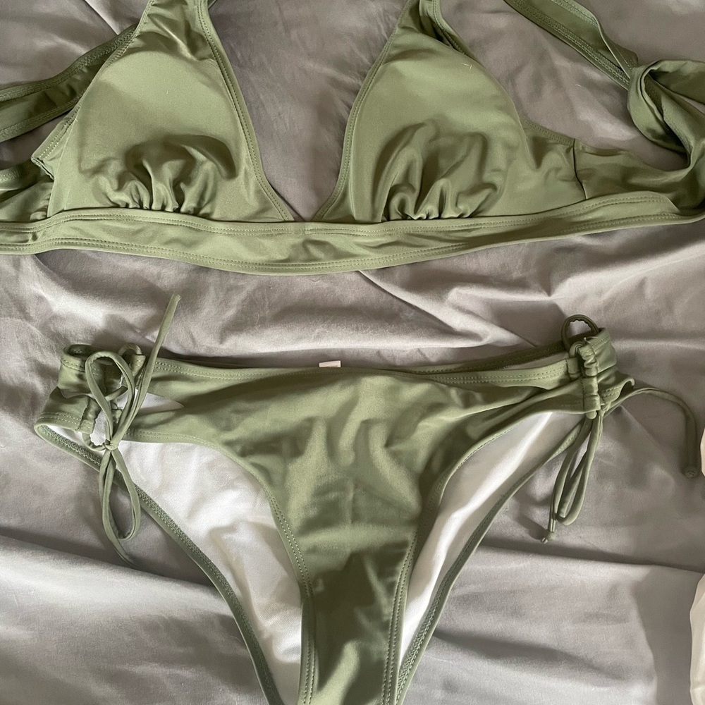 Olive Green Triangle Bikini Set